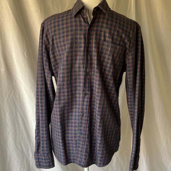 Thread & Cloth Mens S Long Sleeve Button down Shirt Navy Red Grey - Picture 11 of 16